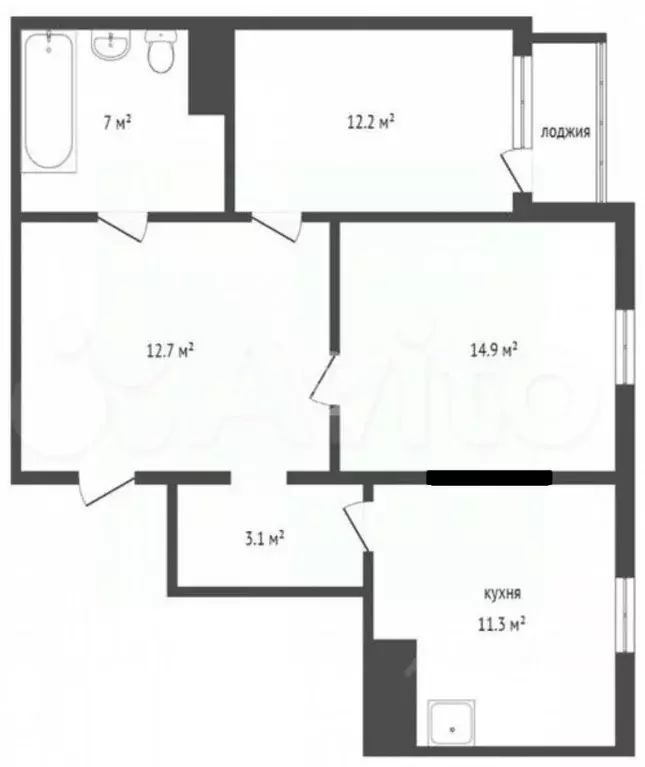 2-к кв. Красноярский край, Красноярск ул. Алексеева, 27 (61.4 м) - Фото 2