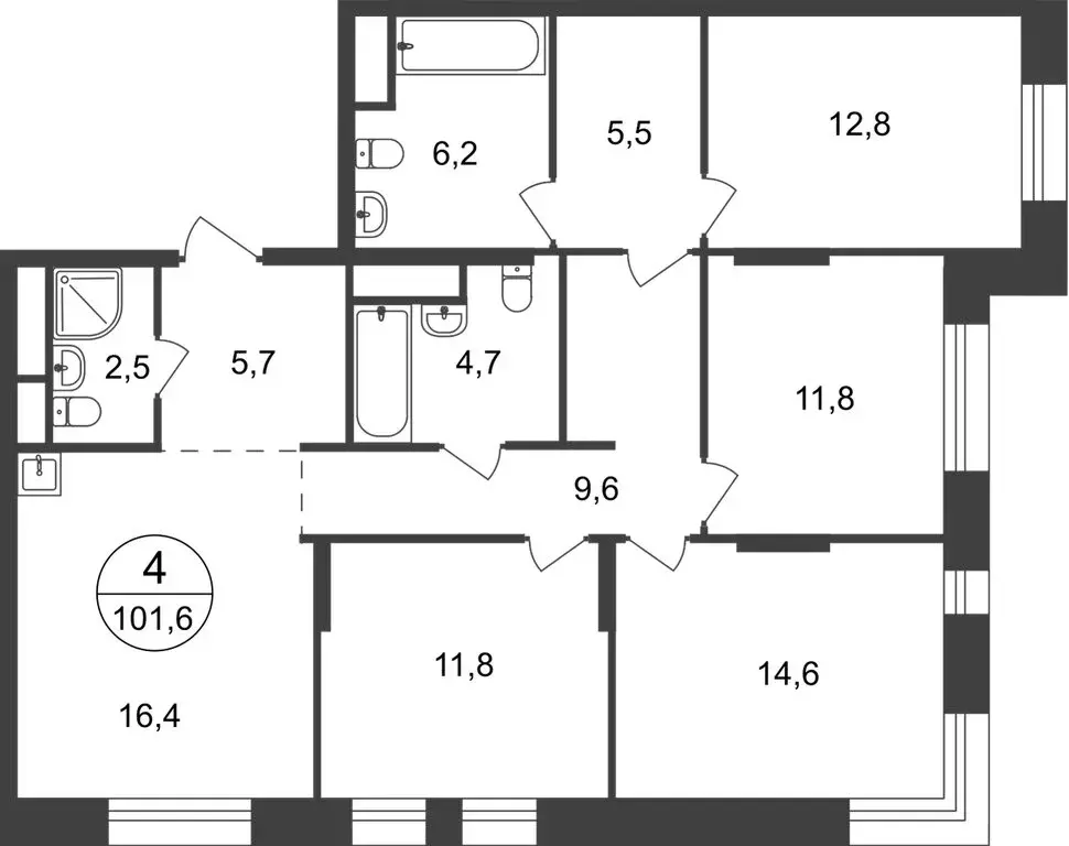 4-комнатная квартира: Московский, улица Никитина, 3к3 (101.6 м) - Фото 1