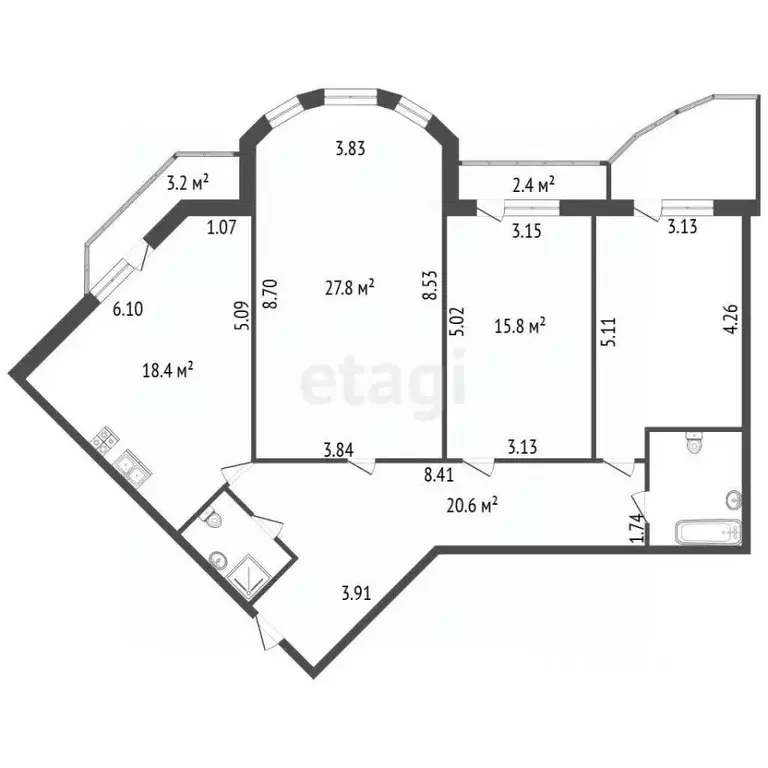3-к кв. Санкт-Петербург Гранитная ул., 54к3 (103.7 м) - Фото 2
