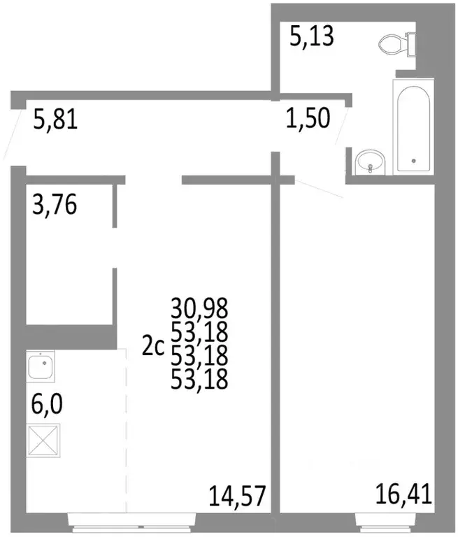 2-к кв. Челябинская область, Челябинск ул. Блюхера, 125Б (53.18 м) - Фото 0