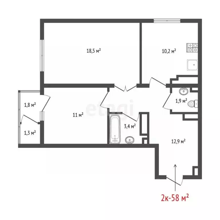 2-к кв. Свердловская область, Екатеринбург ул. Николая Островского, 5 ... - Фото 1
