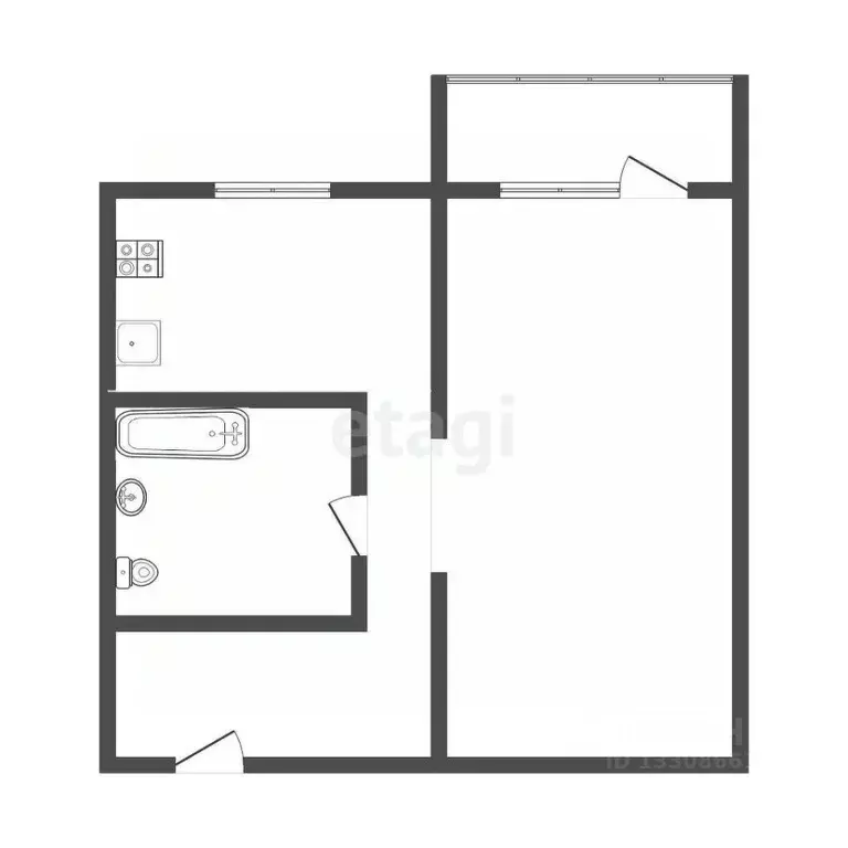 1-к кв. Томская область, Томск ул. Интернационалистов, 7 (29.6 м) - Фото 1