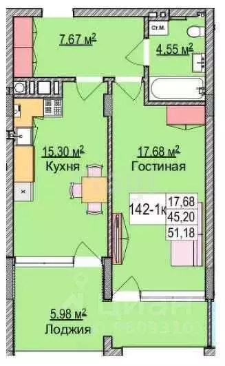 1-к кв. Калининградская область, Зеленоградск ул. Гагарина, 87 (51.2 ... - Фото 0