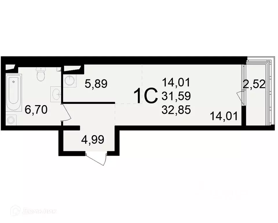 1-к кв. Рязанская область, Рязань Свобода жилой комплекс (32.85 м) - Фото 1