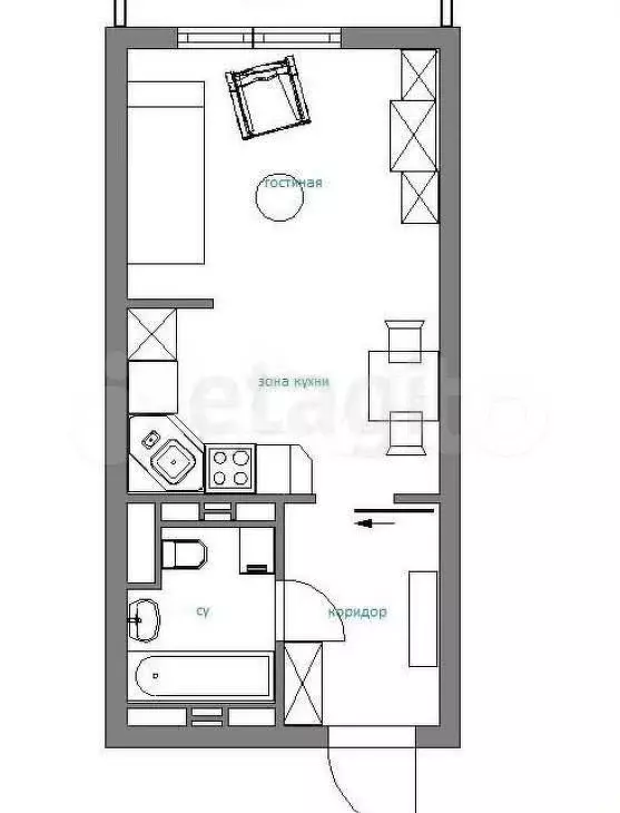 Квартира-студия, 28 м, 5/8 эт. - Фото 0