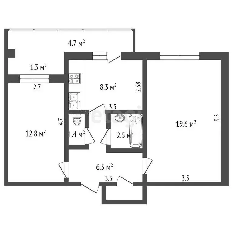 2-комнатная квартира: Феодосия, улица Гарнаева, 63Г (51.9 м) - Фото 1