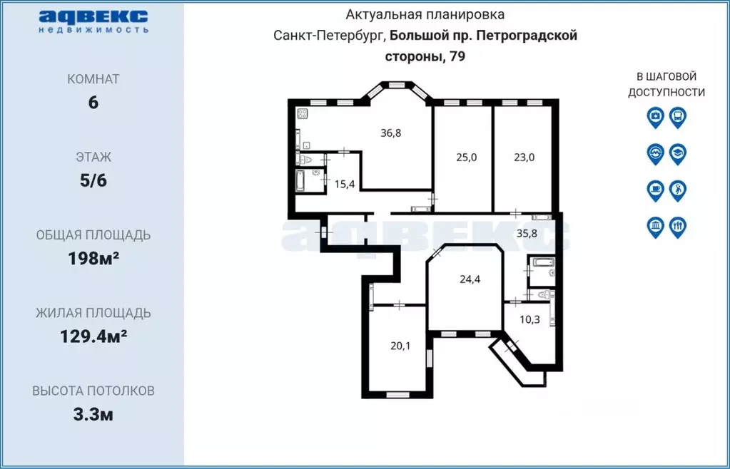 6-к кв. Санкт-Петербург Петропавловская ул., 4 (198.0 м) - Фото 2