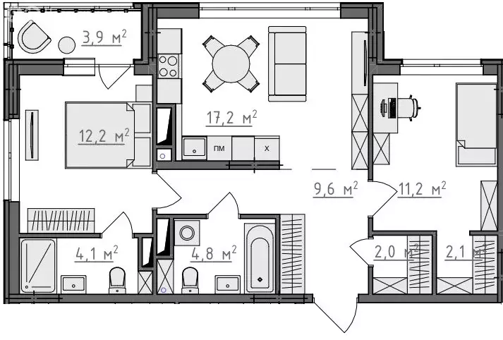 2-комнатная квартира: Владимир, микрорайон Сновицы-Веризино (65.15 м) - Фото 0