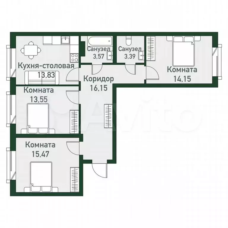 4-к. квартира, 80 м, 7/7 эт. - Фото 0