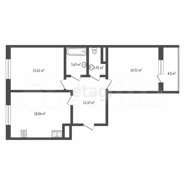 2-к. квартира, 70 м, 9/9 эт. - Фото 0