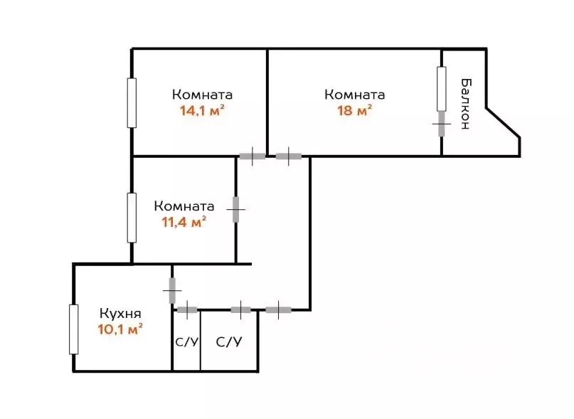3-к кв. Москва ул. Декабристов, 28К2 (73.8 м) - Фото 2