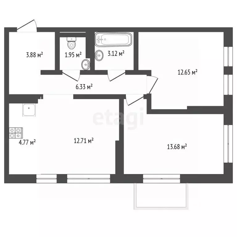 2-к кв. Тюменская область, Тюмень ул. Юрия Рогачева, 9к2 (57.6 м) - Фото 1