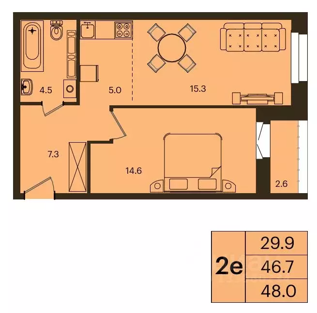 2-к кв. Красноярский край, Красноярск Мясокомбинат мкр,  (48.0 м) - Фото 1