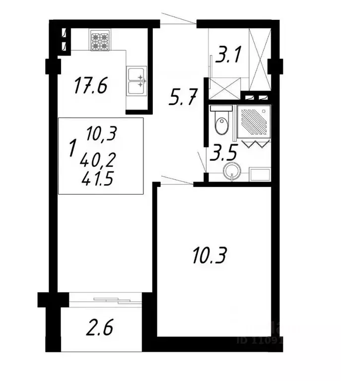 1-к кв. Ставропольский край, Ессентуки Озеро жилой комплекс (41.5 м) - Фото 1