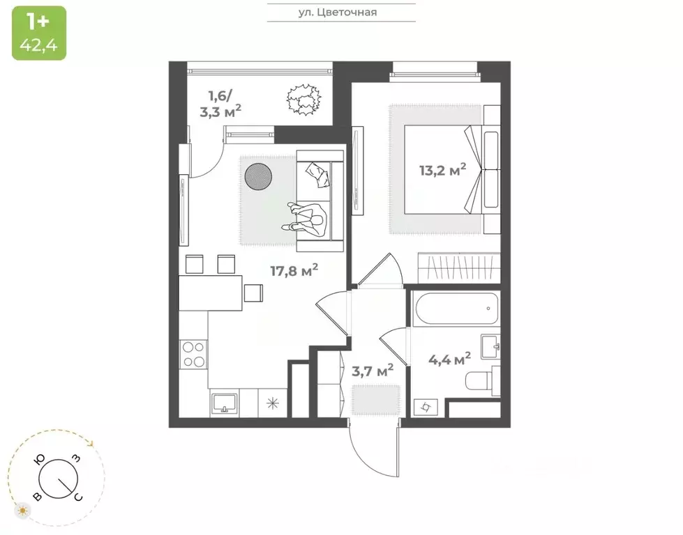 1-к кв. Тверская область, Тверь Соминка мкр,  (40.7 м) - Фото 1