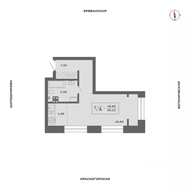 1-к кв. Новосибирская область, Новосибирск Аэропорт мкр,  (36.13 м) - Фото 0