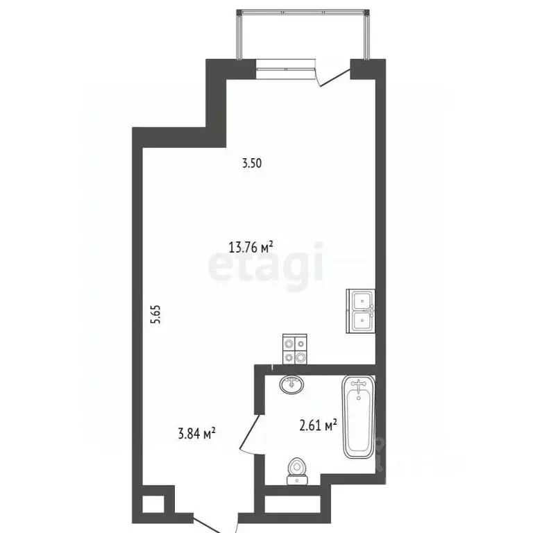 Студия Ставропольский край, Кисловодск ул. Авиации (21.3 м) - Фото 2
