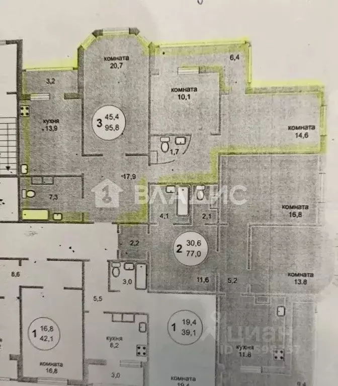 3-к кв. Московская область, Королев ул. Мичурина, 27к3 (96.0 м) - Фото 1