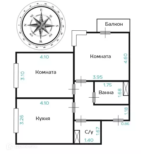 Продаётся 2-к квартира, 57.7 м - Фото 1