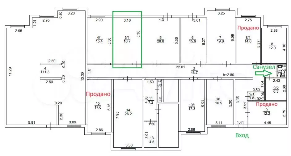 Офис с арендатором 16,7м Доход 9тр Собственник - Фото 0