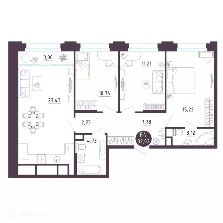 3-к кв. Рязанская область, Рязань Московское ш. (82.02 м) - Фото 1