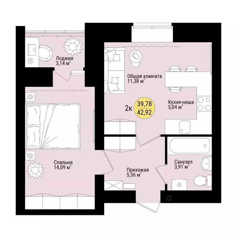 2-к кв. Марий Эл, Йошкар-Ола городской округ, с. Семеновка Семейный ... - Фото 2