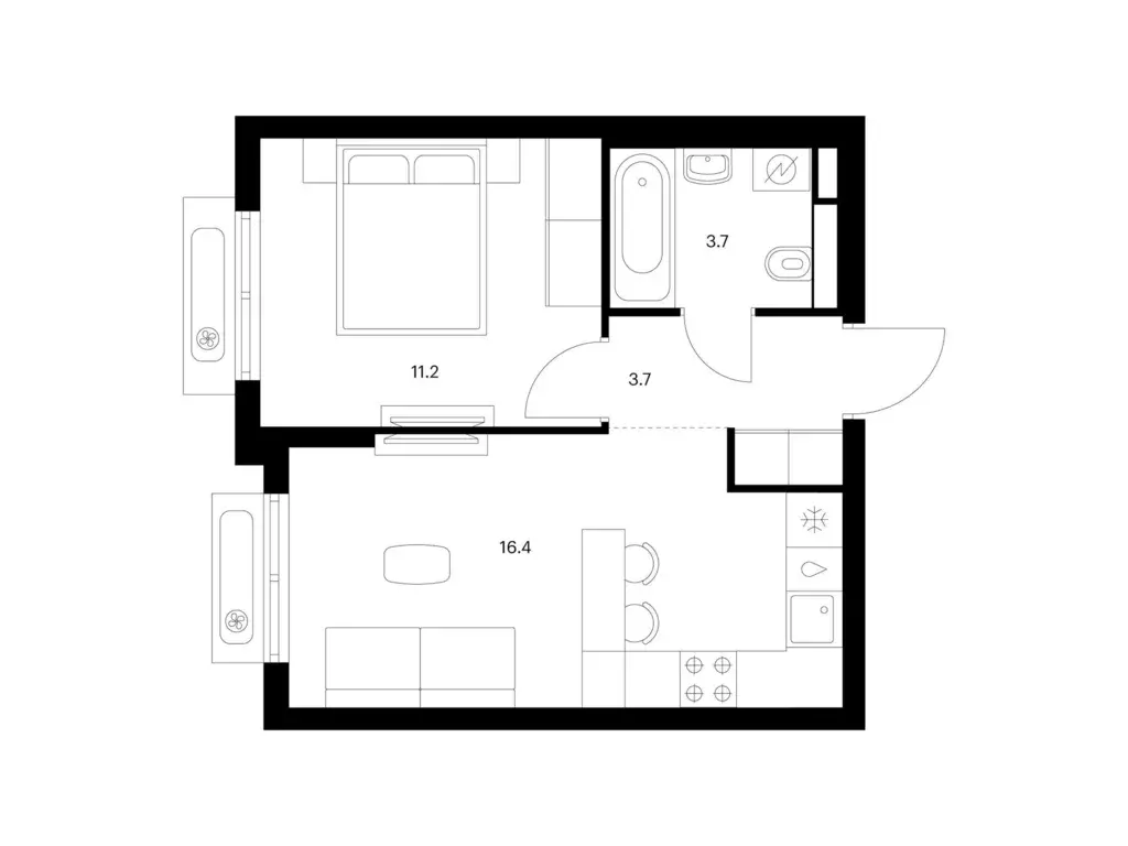 1-к квартира, 35 м - Фото 0
