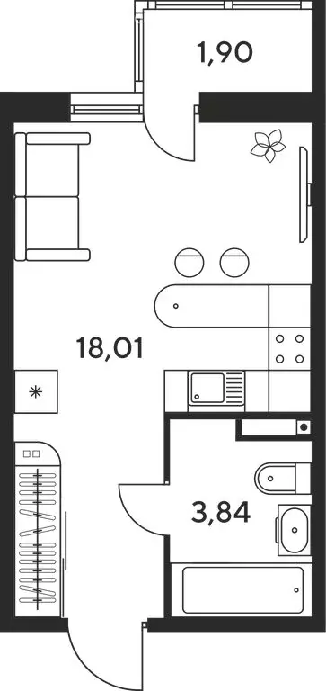 Квартира-студия: Ростов-на-Дону, улица Малиновского, 33Б (23.51 м) - Фото 0