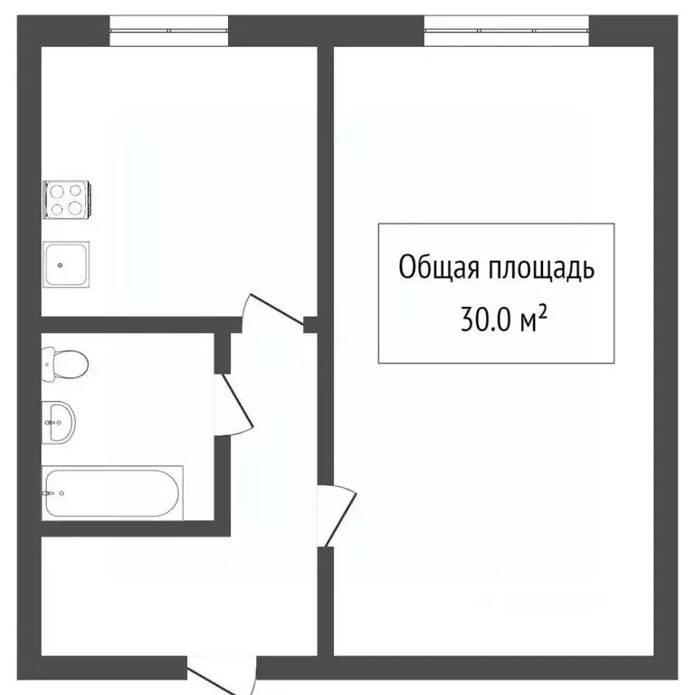 1-к кв. Томская область, Томск Карский пер., 23 (29.6 м) - Фото 1