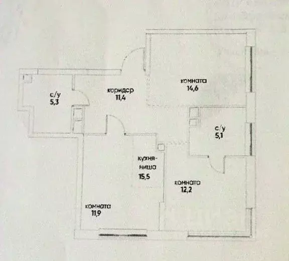 3-к кв. Москва Жилой комплекс остров, 5-й кв-л, 3 (64.1 м) - Фото 2