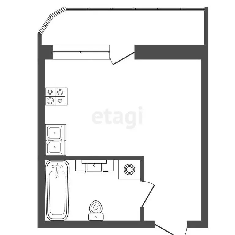 Квартира-студия: Омск, улица Б.Г. Шаронова, 29 (26 м) - Фото 1