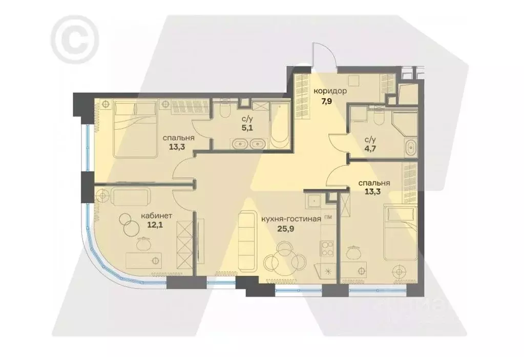 4-к кв. Москва ул. Василия Ланового, 7с1 (85.0 м) - Фото 2