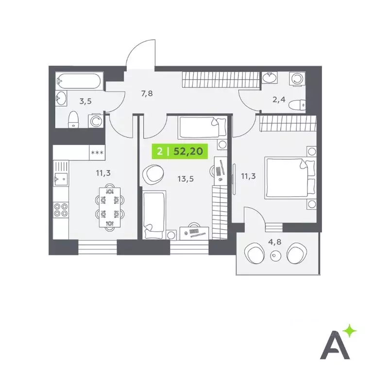 2-к кв. Ленинградская область, Кудрово г. Всеволожский район, ... - Фото 1