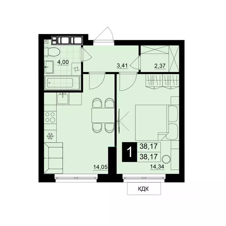 1-к кв. Самарская область, Самара АмГрад жилой комплекс (38.17 м) - Фото 1