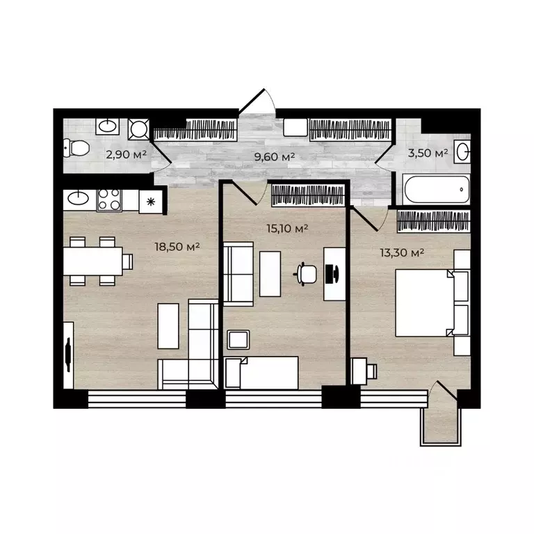 2-к кв. Ярославская область, Ярославский муниципальный округ, пос. ... - Фото 1