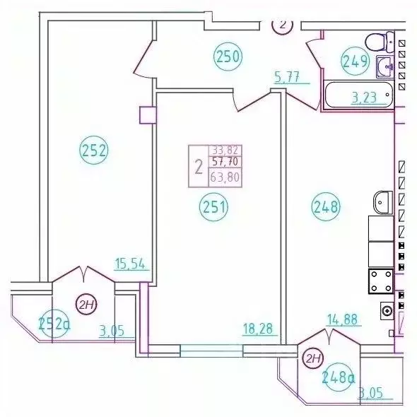 2-к кв. Ростовская область, Шахты пер. Бродского, 8 (63.8 м) - Фото 1