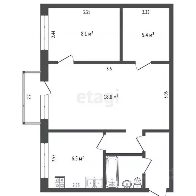 2-к кв. Омская область, Омск ул. 27-я Северная, 94 (44.0 м) - Фото 0
