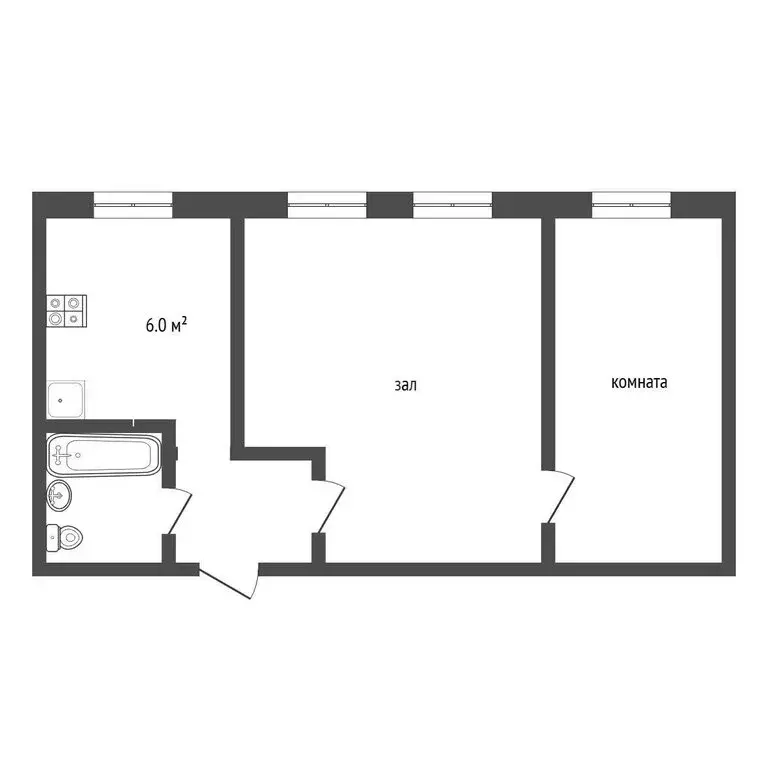 2-комнатная квартира: Тюмень, Военная улица, 15 (41 м) - Фото 1