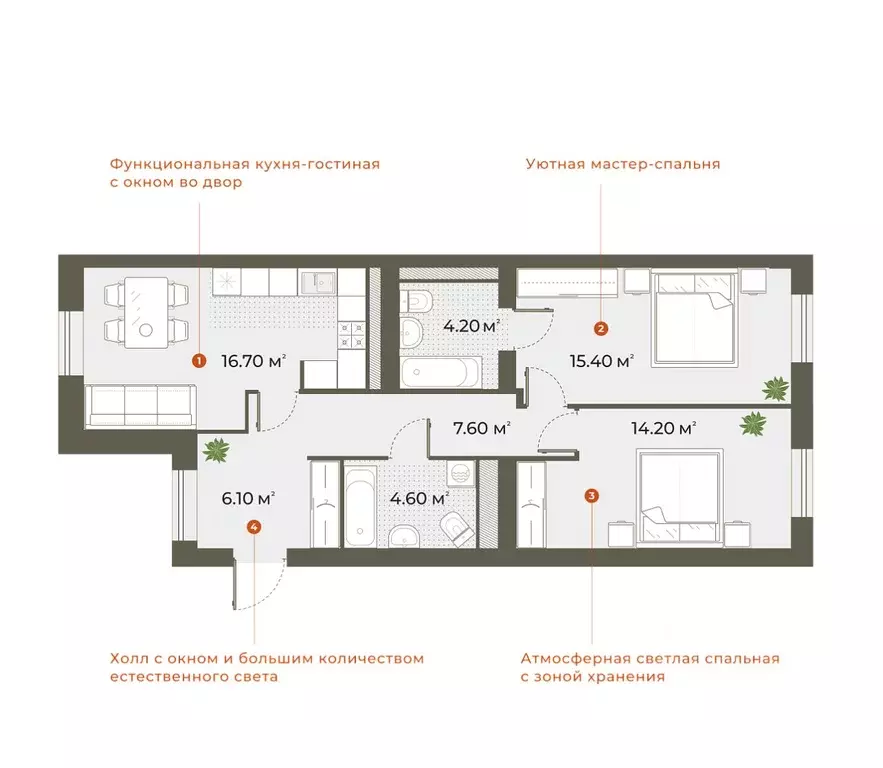 2-к кв. Санкт-Петербург Зеленогорская ул., 3 (70.1 м) - Фото 0