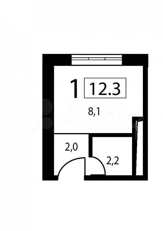 Апартаменты-студия, 12,3 м, 6/9 эт. - Фото 0