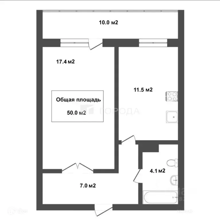 1-к кв. Томская область, Томск Большая Подгорная ул., 87блок2 (50.0 м) - Фото 2