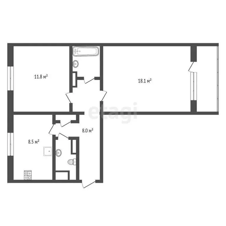 2-комнатная квартира: Алапаевск, улица Флегонта Кабакова, 28 (51.1 м) - Фото 0