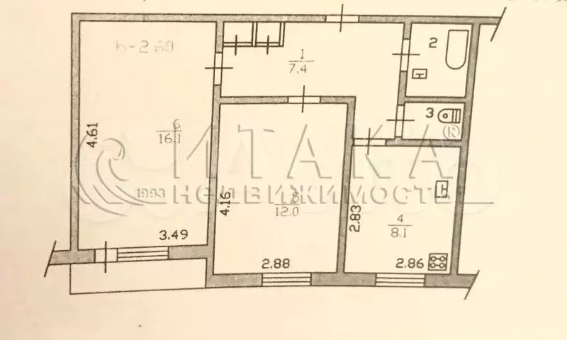 2-к. квартира, 48,3 м, 2/5 эт. - Фото 0