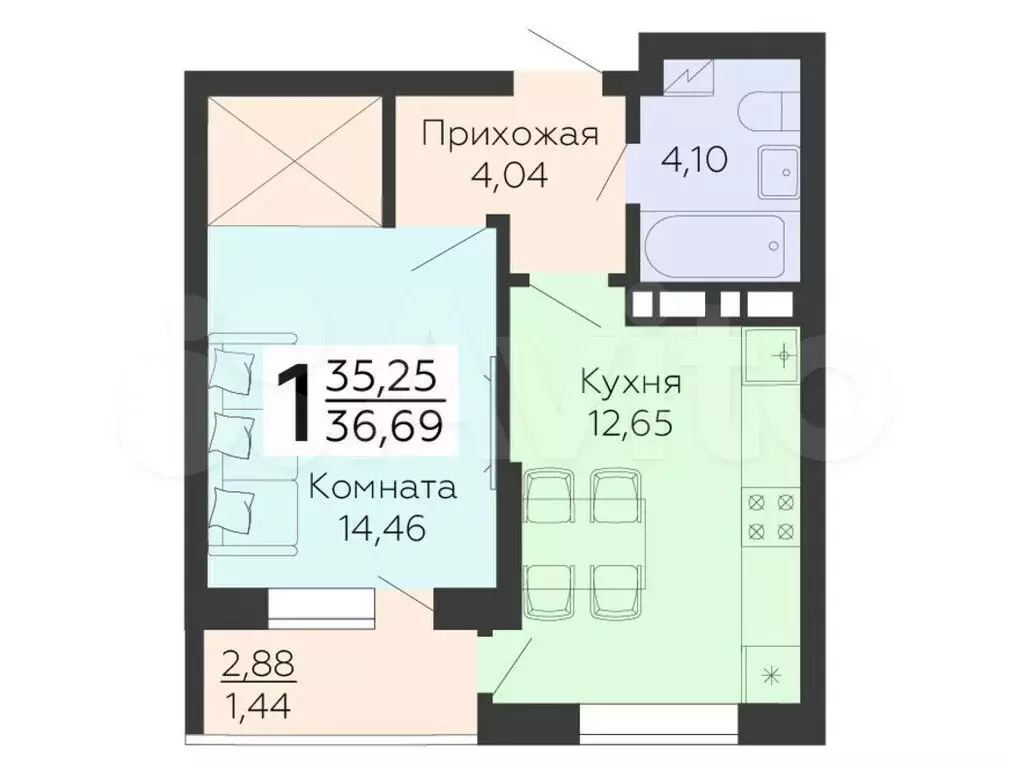 1-к. квартира, 36,7 м, 16/18 эт. - Фото 0
