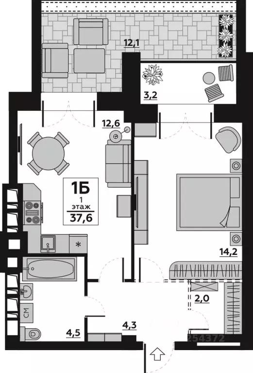 1-к кв. Волгоградская область, Волгоград пос. Ангарский, ул. ... - Фото 1