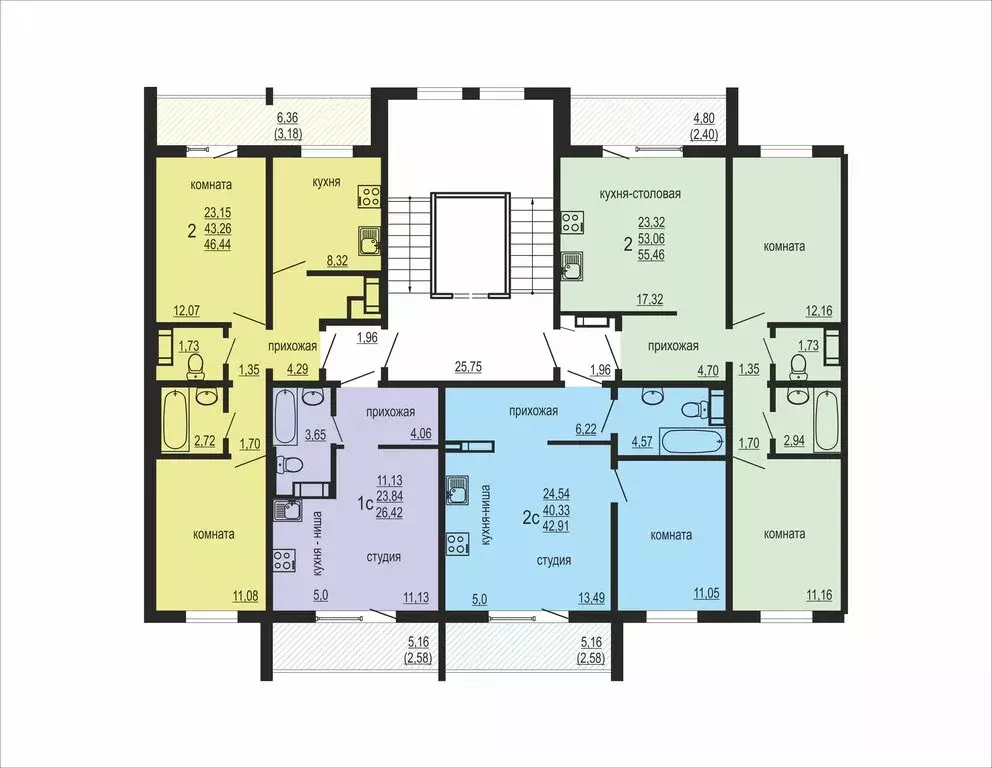 2-комнатная квартира: Западный, улица Дружбы, 6 (55.46 м) - Фото 1