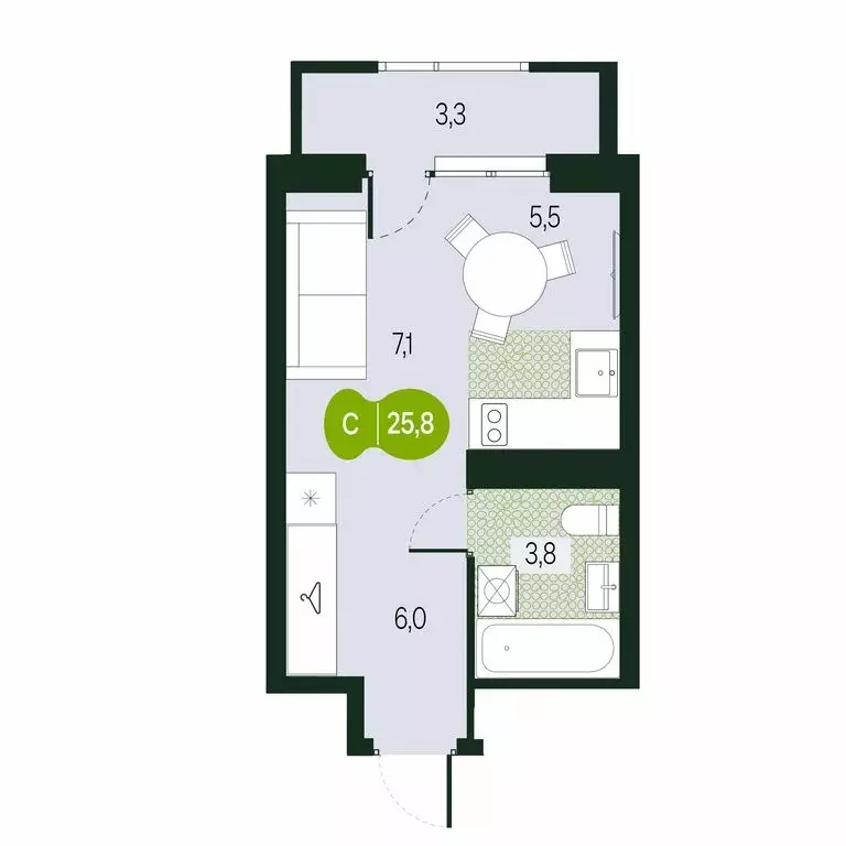 1-комнатная квартира: Чита, микрорайон Каштакский (25.86 м) - Фото 0