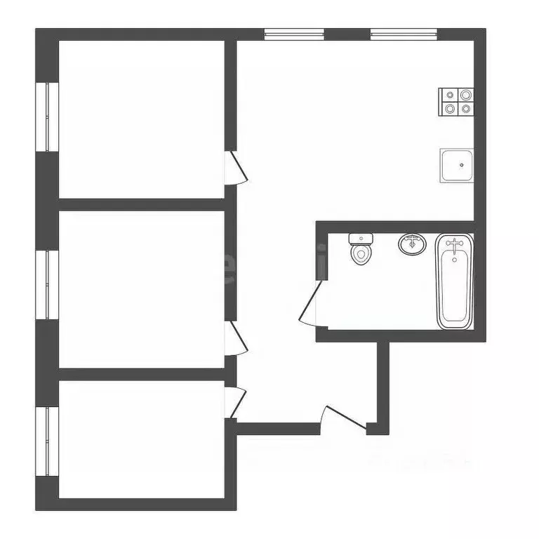 3-к кв. Тульская область, Тула Фабричная ул., 9 (60.0 м) - Фото 1