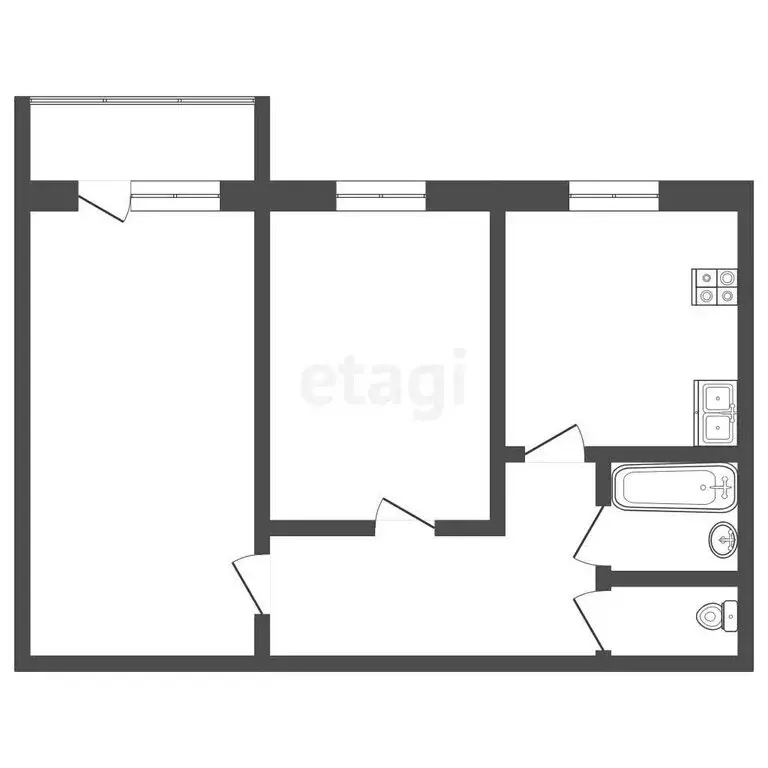 2-комнатная квартира: Мирный, улица Солдатова, 2 (48.3 м) - Фото 1
