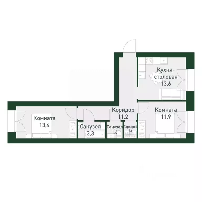 2-к кв. Свердловская область, Екатеринбург Академический мкр, 45-й ... - Фото 0